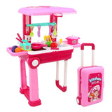 Cocina Cocinita Infantil 2 En 1 Maleta Luz Sonido Alto 63 Cm